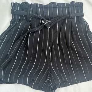 Black Striped Women's Shorts